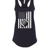 USA Football Flag Design - Patriotic Athlete & Football Lover Ladies Tank Top Black - FRONT