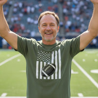 USA Football Flag Design - Patriotic Athlete & Football Lover T-Shirt for Men MILITARY GREEN - FRONT