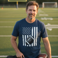 USA Football Flag Design - Patriotic Athlete & Football Lover T-Shirt for Men MIDNIGHT NAVY - FRONT
