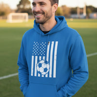 USA Soccer Flag Design - Patriotic Athlete & Soccer Lover Hoodie for Men Royal - FRONT