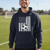 USA Soccer Flag Design - Patriotic Athlete & Soccer Lover Hoodie for Men NAVY - FRONT