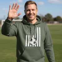 USA Soccer Flag Design - Patriotic Athlete & Soccer Lover Hoodie for Men MILITARY GREEN - FRONT