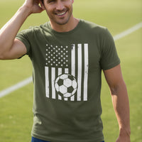 USA Soccer Flag Design - Patriotic Athlete & Soccer Lover T-Shirt for Men MILITARY GREEN - FRONT