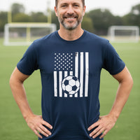 USA Soccer Flag Design - Patriotic Athlete & Soccer Lover T-Shirt for Men MIDNIGHT NAVY - FRONT