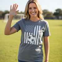 USA Soccer Flag Design - Patriotic Athlete & Soccer Lover T-Shirt for Women DEEP HEATHER - FRONT