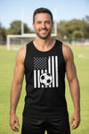 USA Soccer Flag Design - Patriotic Athlete & Soccer Lover Tank Top for Men BLACK - FRONT