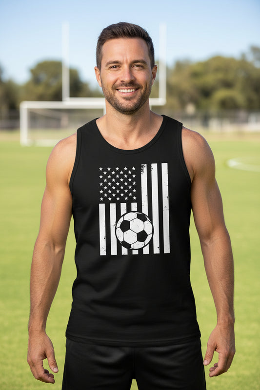 USA Soccer Flag Design - Patriotic Athlete & Soccer Lover Tank Top for Men BLACK - FRONT