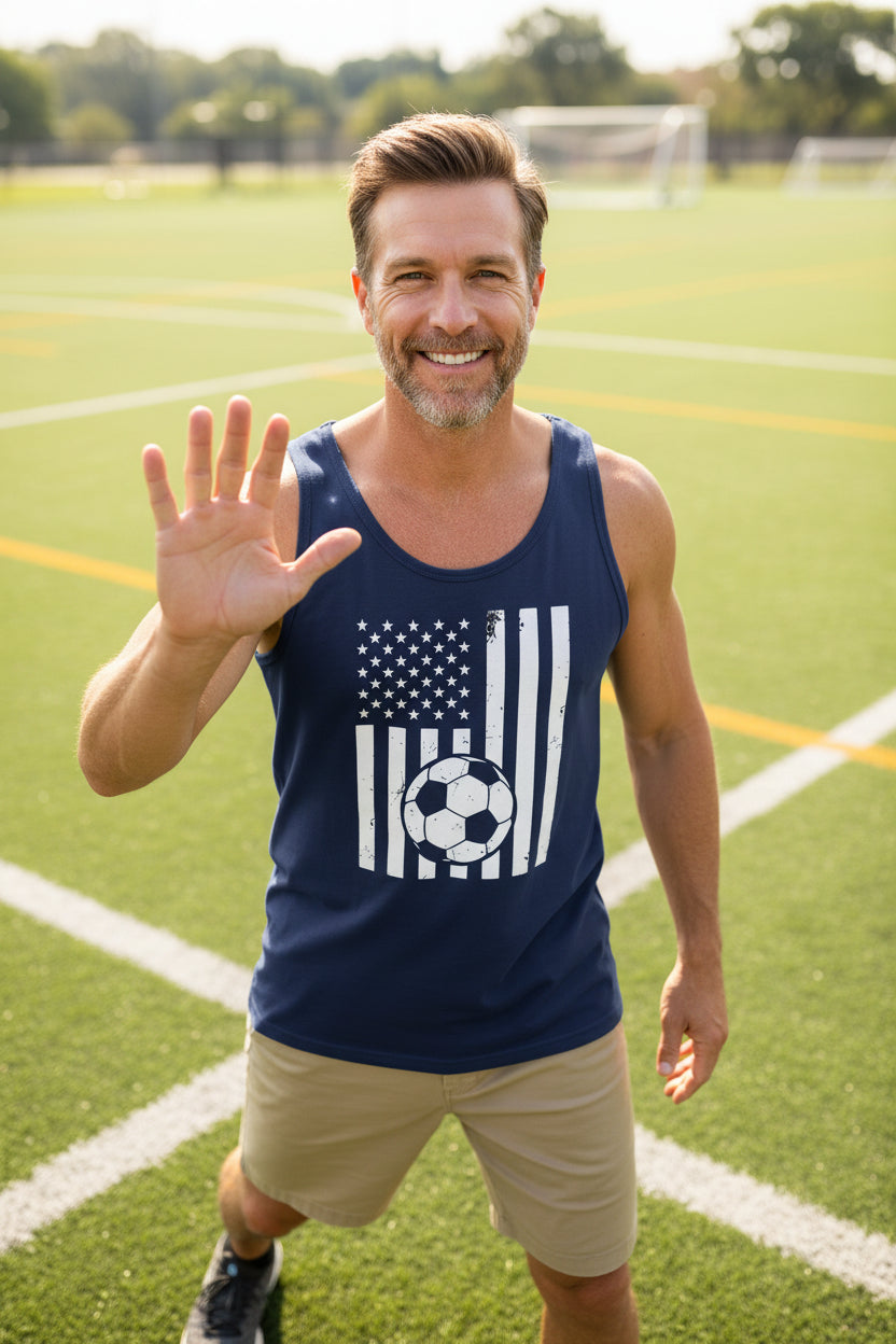 USA Soccer Flag Design - Patriotic Athlete & Soccer Lover Tank Top for Men NAVY - FRONT