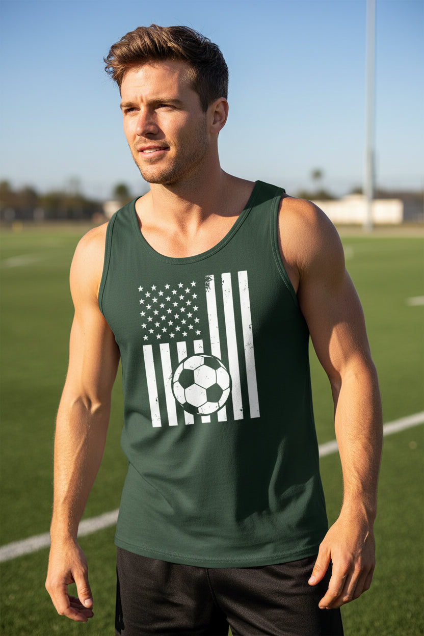 USA Soccer Flag Design - Patriotic Athlete & Soccer Lover Tank Top for Men Forest - FRONT