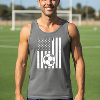 USA Soccer Flag Design - Patriotic Athlete & Soccer Lover Tank Top for Men DARK GREY - FRONT