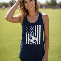 USA Soccer Flag Design - Patriotic Athlete & Soccer Lover Tank Top for Women Midnight Navy - FRONT