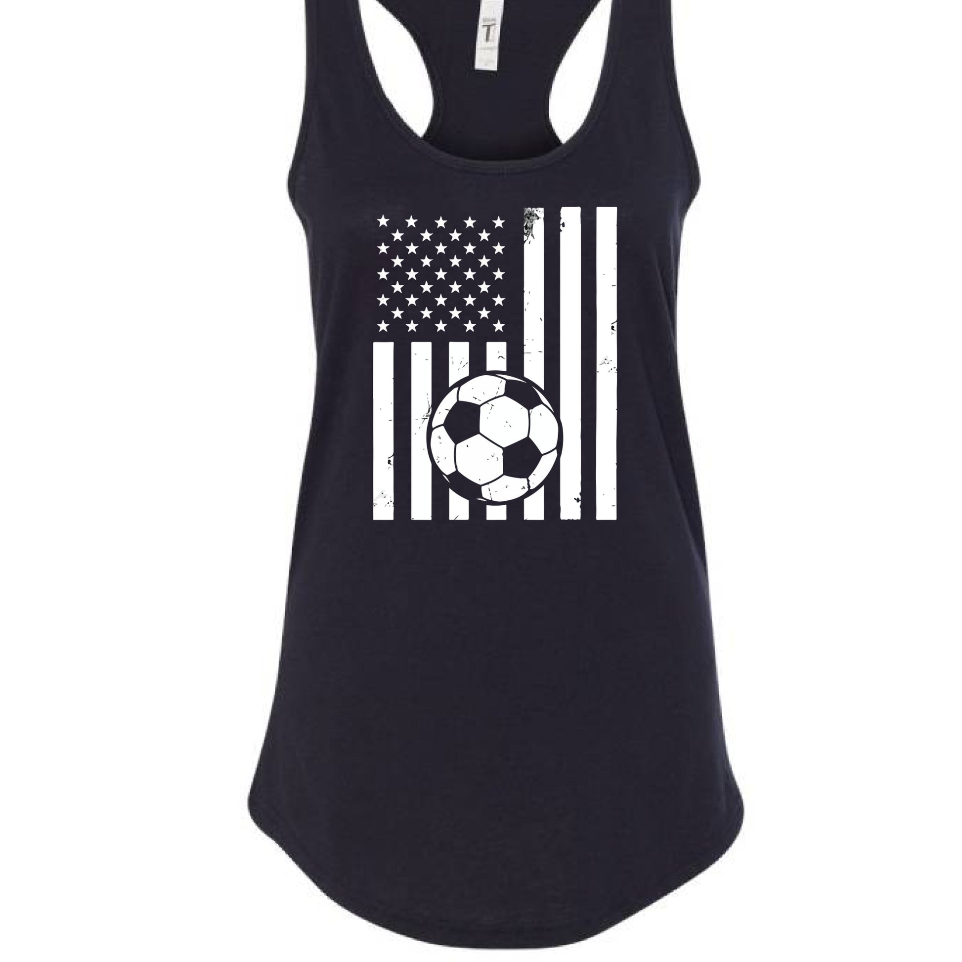 USA Soccer Flag Design - Patriotic Athlete & Soccer Lover Tank Top for Women Black - FRONT