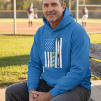 USA Softball Flag Design - Patriotic Athlete & Softball Lover Hoodie for Men Royal - FRONT