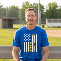 USA Softball Flag Design - Patriotic Athlete & Softball Lover T-Shirt for Men ROYAL - FRONT