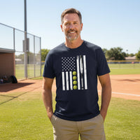 USA Softball Flag Design - Patriotic Athlete & Softball Lover T-Shirt for Men MIDNIGHT NAVY - FRONT