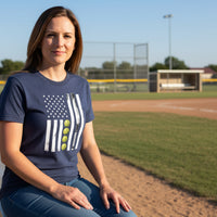 USA Softball Flag Design - Patriotic Athlete & Softball Lover T-Shirt for Women NAVY - FRONT