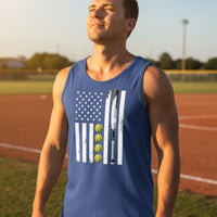  USA Softball Flag Design - Patriotic Athlete & Softball Lover Tank Top for Men TRUE ROYAL - FRONT