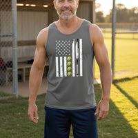 USA Softball Flag Design - Patriotic Athlete & Softball Lover Tank Top for Men DARK GREY - FRONT