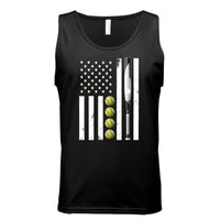 USA Softball Flag Design - Patriotic Athlete & Softball Lover Tank Top for Men BLACK - FRONT