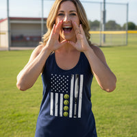 USA Softball Flag Design - Patriotic Athlete & Softball Lover Tank Top for Women Midnight Navy - FRONT