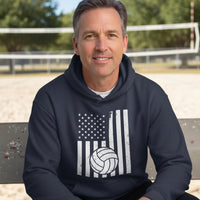 USA Volleyball Flag Design - Patriotic Athlete & Volleyball Lover Hoodie for Men NAVY - FRONT