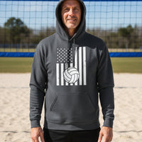 USA Volleyball Flag Design - Patriotic Athlete & Volleyball Lover Hoodie for Men DARK HEATHER - FRONT
