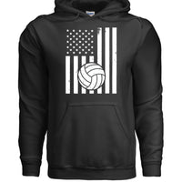USA Volleyball Flag Design - Patriotic Athlete & Volleyball Lover Hoodie for Men BLACK - FRONT