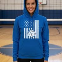 USA Volleyball Flag Design - Patriotic Athlete & Volleyball Lover Ladies Hoodie  Royal - FRONT