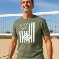 USA Volleyball Flag Design - Patriotic Athlete & Volleyball Lover T-Shirt for Men MILITARY GREEN - FRONT