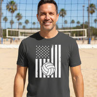 USA Volleyball Flag Design - Patriotic Athlete & Volleyball Lover T-Shirt for Men Heavy Metal - FRONT