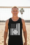 USA Volleyball Flag Design - Patriotic Athlete & Volleyball Lover Tank Top for Men BLACK - FRONT