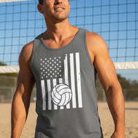 USA Volleyball Flag Design - Patriotic Athlete & Volleyball Lover Tank Top for Men DARK GREY - FRONT