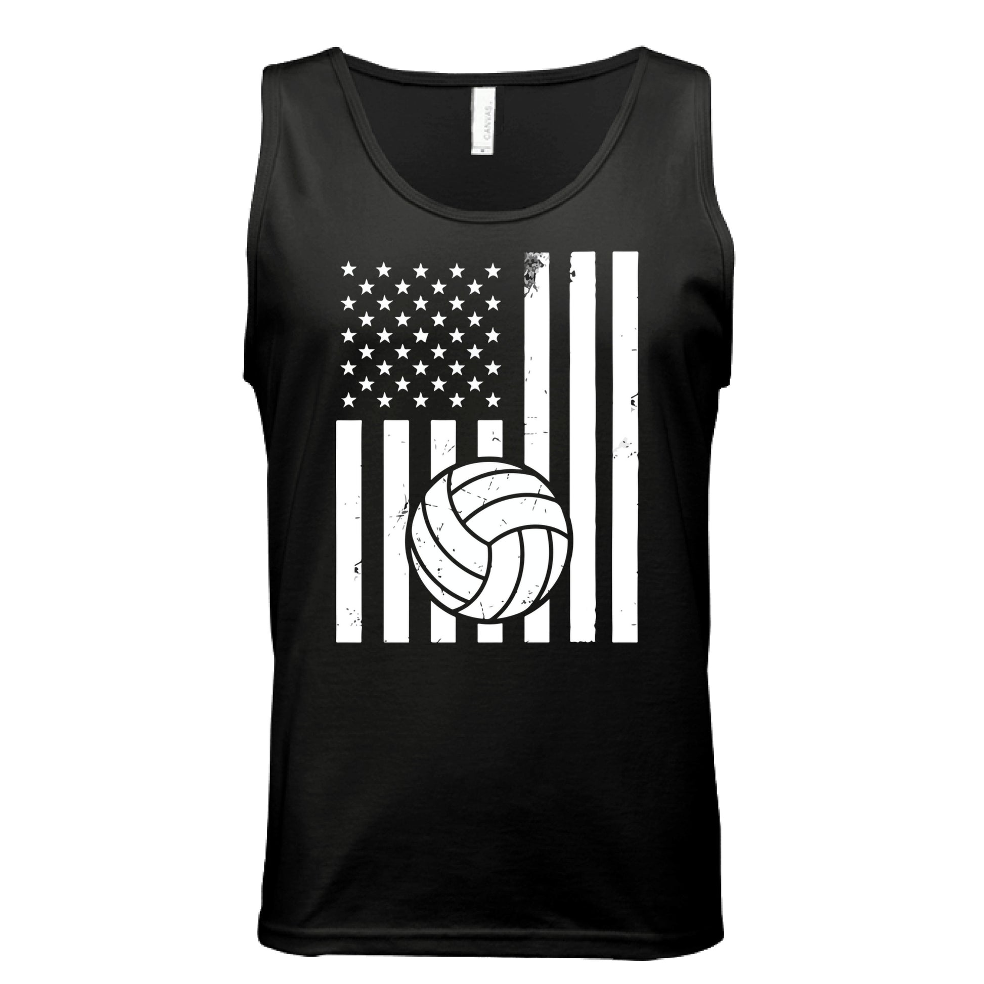 USA Volleyball Flag Design - Patriotic Athlete & Volleyball Lover Tank Top for Men BLACK - FRONT