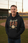 Vintage Baseball Dad Hoodie – Retro Sports Fan Pride Design BLACK - FRONT
