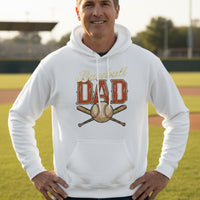 Vintage Baseball Dad Hoodie – Retro Sports Fan Pride Design WHITE - FRONT