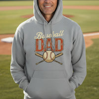 Vintage Baseball Dad Hoodie – Retro Sports Fan Pride Design SPORT GREY - FRONT
