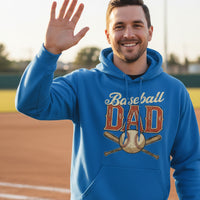 Vintage Baseball Dad Hoodie – Retro Sports Fan Pride Design Royal - FRONT