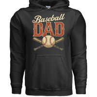 Vintage Baseball Dad Hoodie – Retro Sports Fan Pride Design BLACK- FRONT