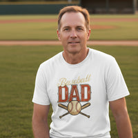 Vintage Baseball Dad T-Shirt – Retro Sports Fan Pride Design White - FRONT