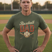Vintage Baseball Dad T-Shirt – Retro Sports Fan Pride Design MILITARY GREEN - FRONT
