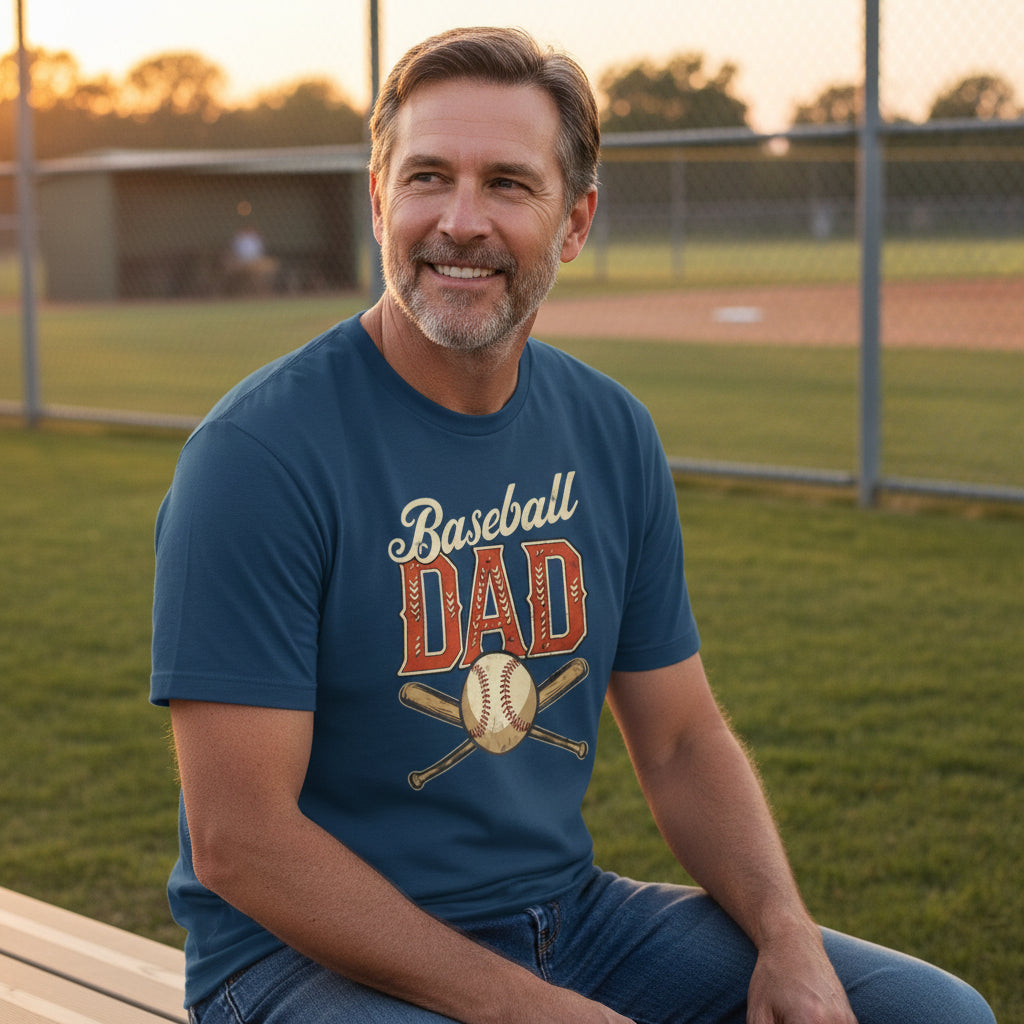 Vintage Baseball Dad T-Shirt – Retro Sports Fan Pride Design MIDNIGHT NAVY - FRONT