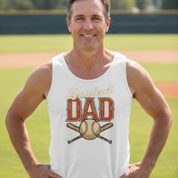 Vintage Baseball Dad Tank Top– Retro Sports Fan Pride Design WHITE - FRONT