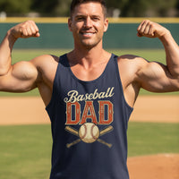 Vintage Baseball Dad Tank Top– Retro Sports Fan Pride Design NAVY - FRONT