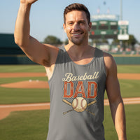 Vintage Baseball Dad Tank Top– Retro Sports Fan Pride Design DARK GREY - FRONT