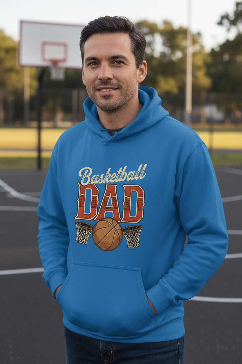 Vintage Basketball Dad Hoodie– Retro Sports Fan Pride Design Royal - FRONT