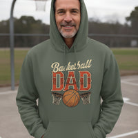 Vintage Basketball Dad Hoodie– Retro Sports Fan Pride Design MILITARY GREEN - FRONT