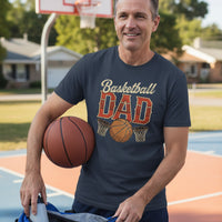 Vintage Basketball Dad T-Shirt– Retro Sports Fan Pride Design MIDNIGHT NAVY - FRONT