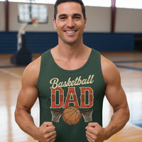 Vintage Basketball Dad Tank Top– Retro Sports Fan Pride Design Forest - FRONT