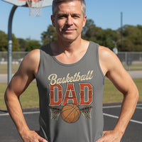 Vintage Basketball Dad Tank Top– Retro Sports Fan Pride Design DARK GREY - FRONT