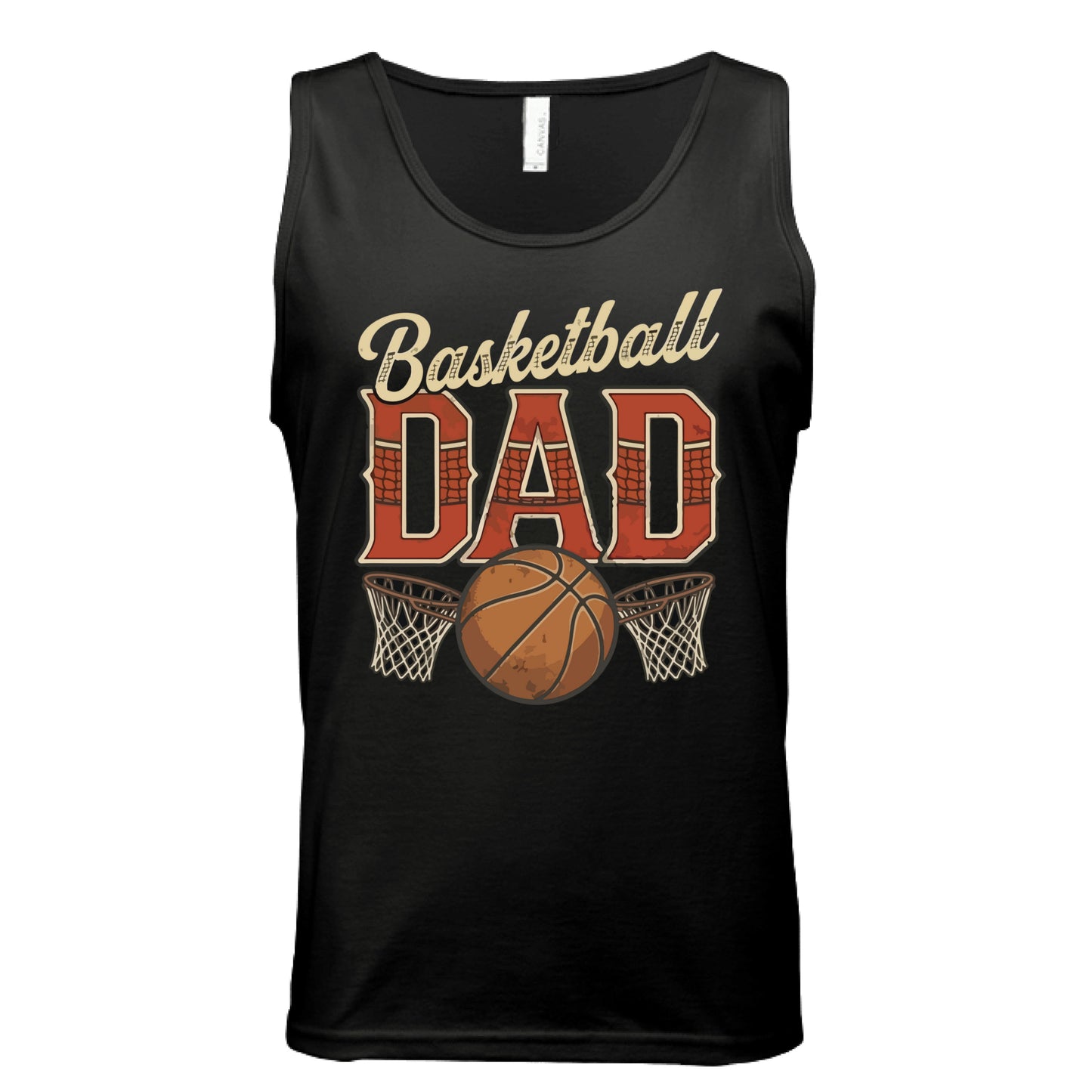 Vintage Basketball Dad Tank Top– Retro Sports Fan Pride Design BLACK- FRONT